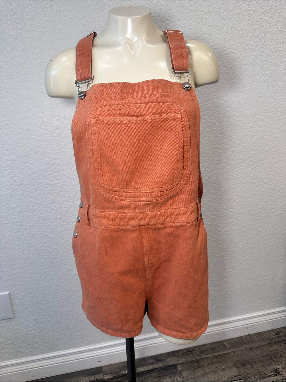 Honey Punch Orange Short Overalls